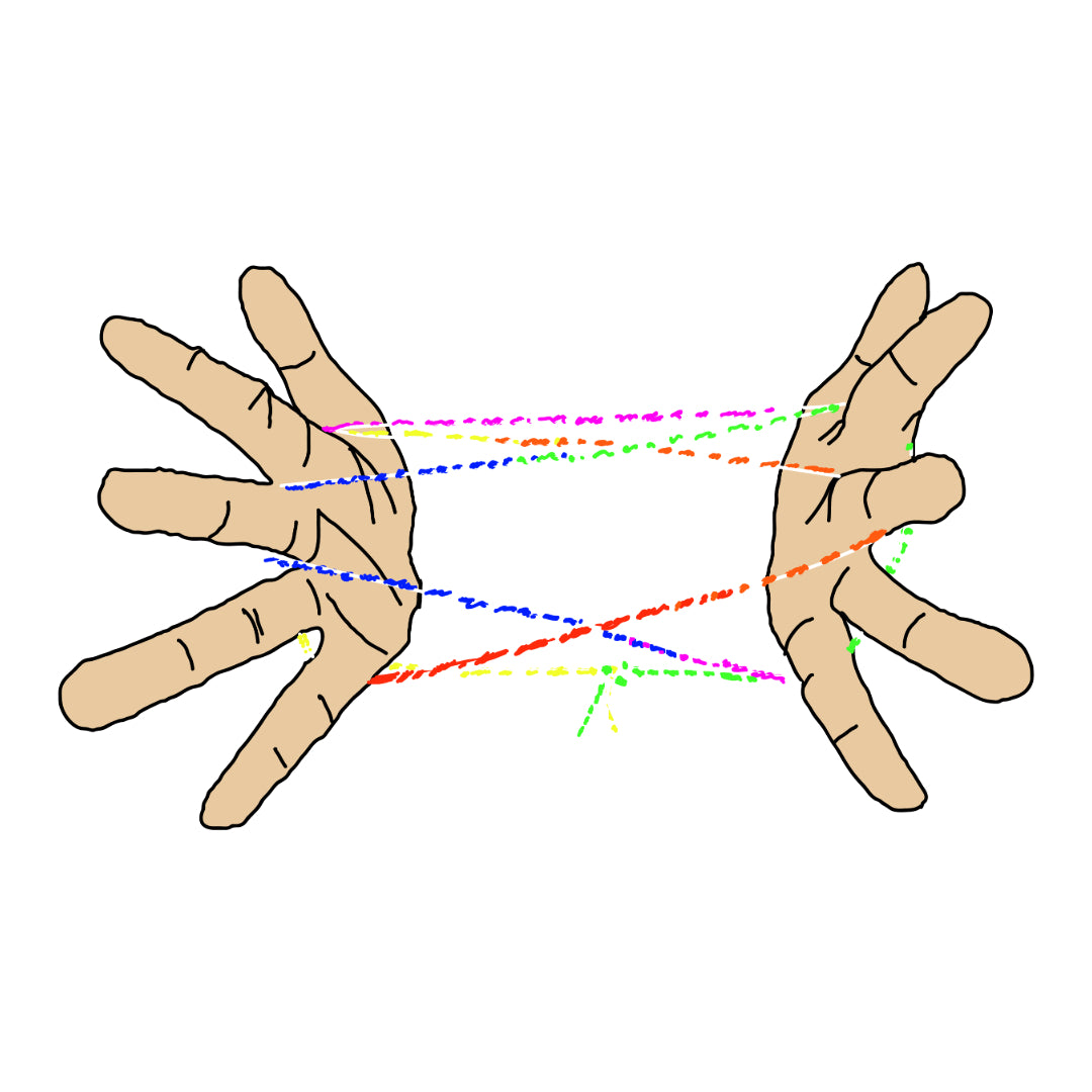 Cat's cradle string game illustration. Front image on Fox & Thistle Studio's exclusive 'Cat's cradle card'.