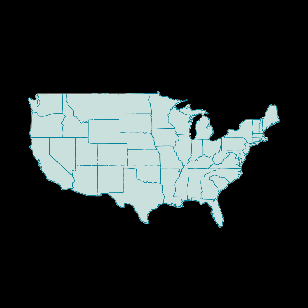 Blue map of the United States on a black background. Featured image for ‘The 2024 U.S. Doomsday Hintercast,’ covering major weather disasters, public health crises, and safety concerns across the country.