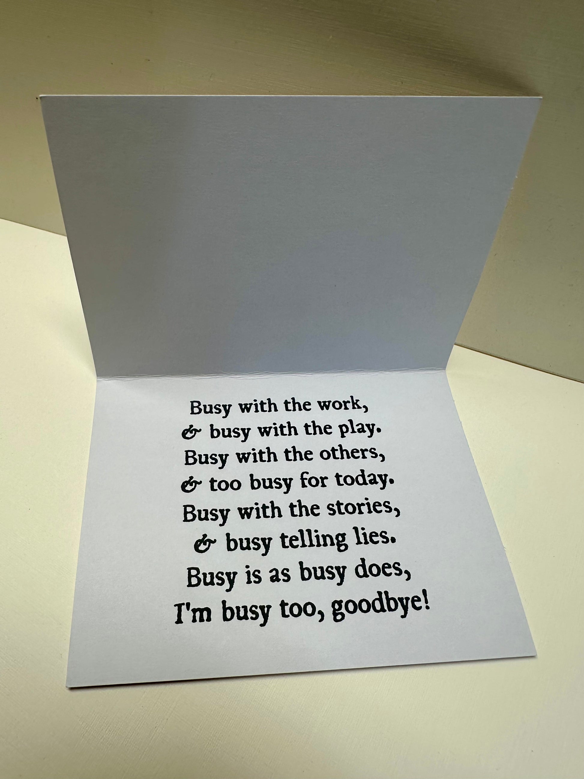 Inside view of 'Cat's Cradle Card' opened up featuring a breakup poem.