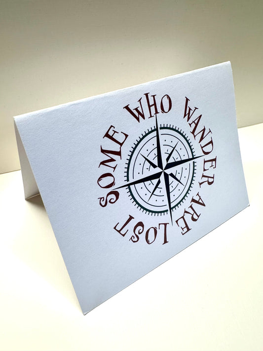 'Off the Map' card front cover image of a compass, by Fox & Thistle Studio.