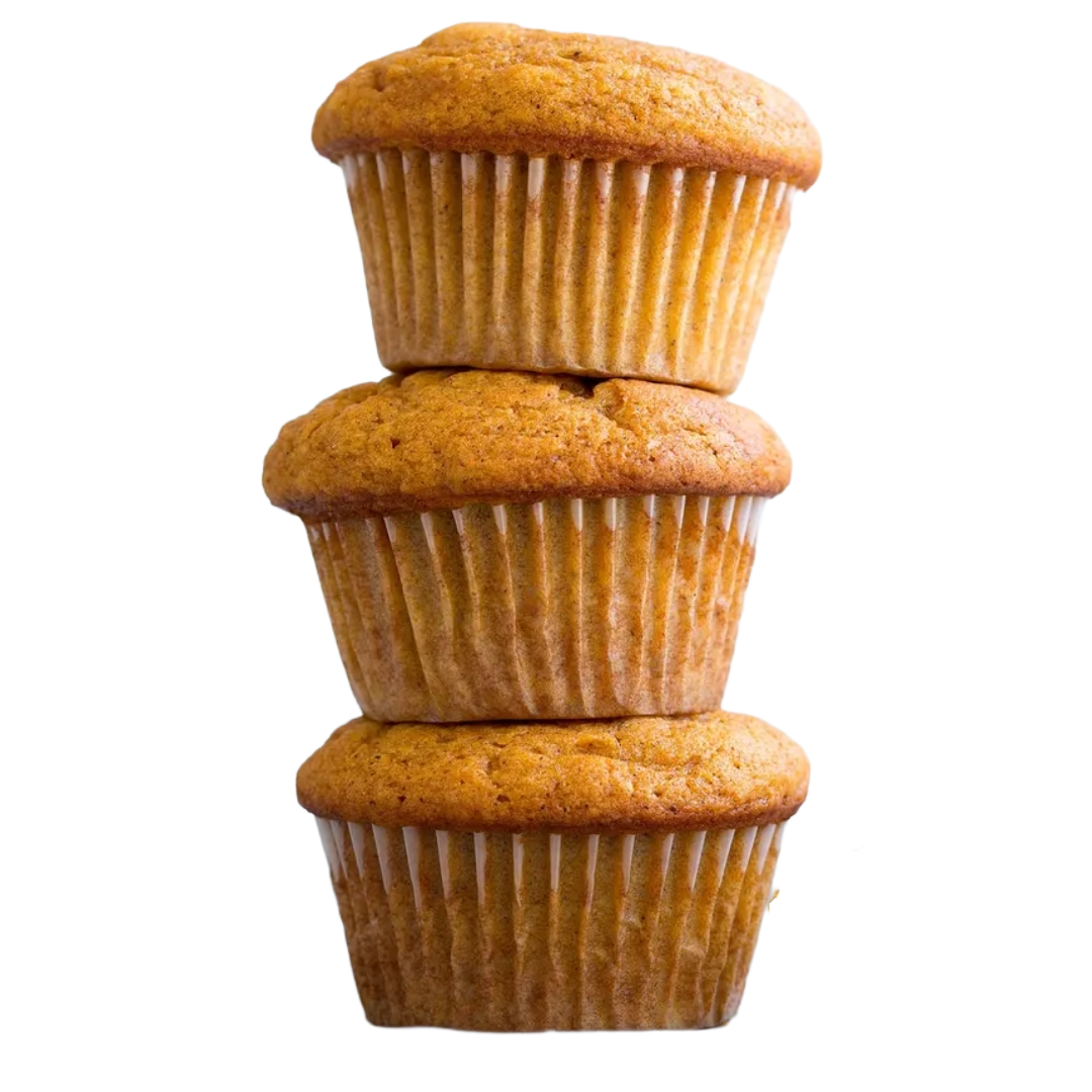 Stack of three muffins on a transparent background
