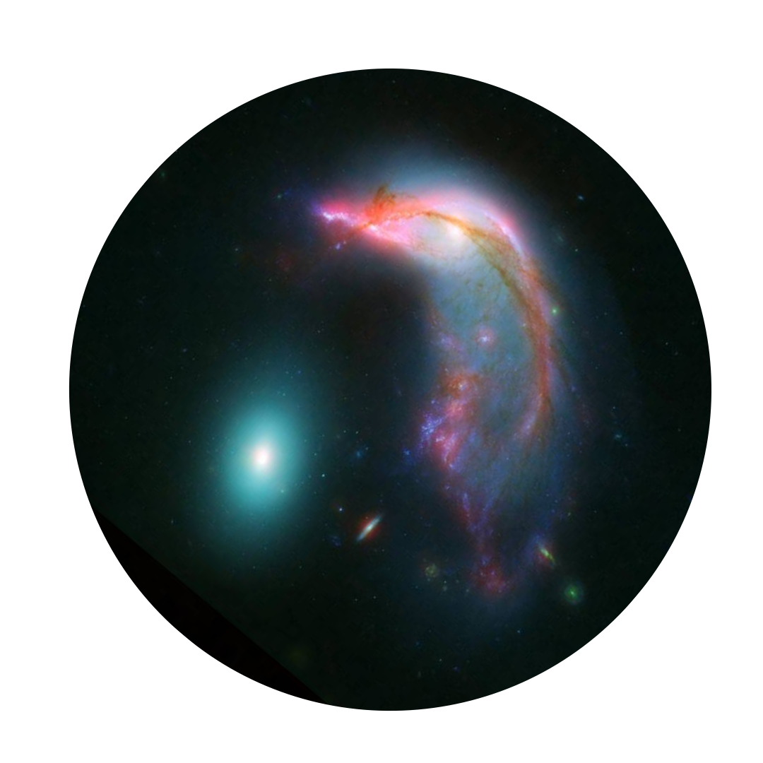 NASA image of the Penguin and the Egg galaxies.