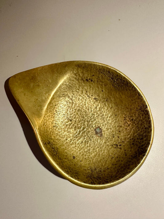 Vintage Israeli Brass Teardrop Ashtray Dish - Mid-Century Modern