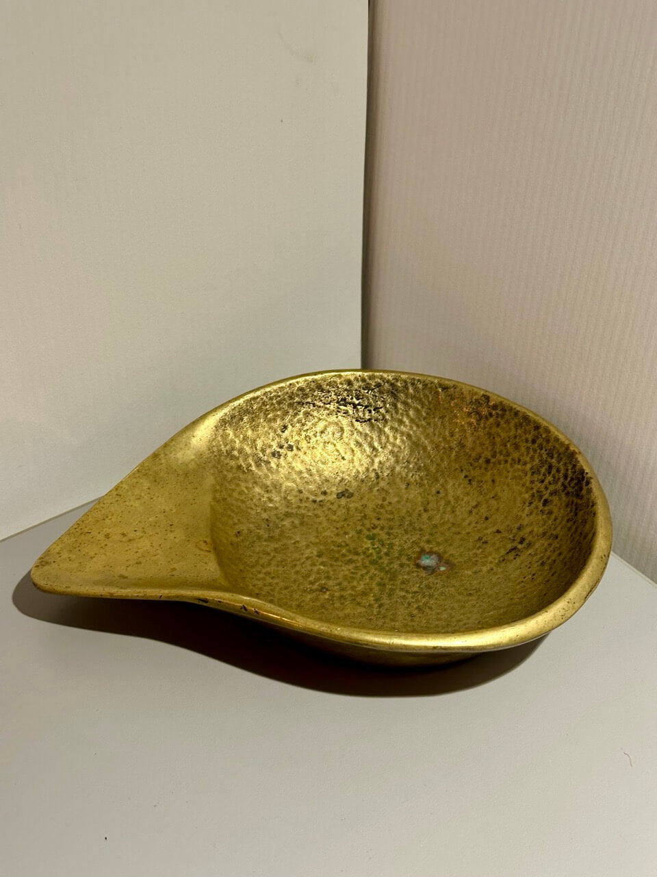 Vintage Israeli Brass Teardrop Ashtray Dish - Mid-Century Modern