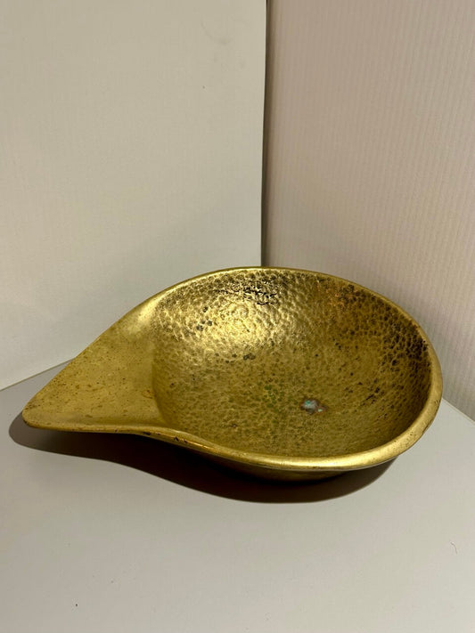 Vintage Israeli Brass Teardrop Ashtray Dish - Mid-Century Modern