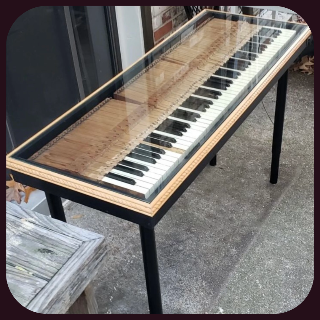 Our first-ever piano console build, featuring keys from a 1940s upright Wurlitzer. The frame was constructed using fresh lumber from a local hardware store, preserving the charm of the original instrument in a new form.